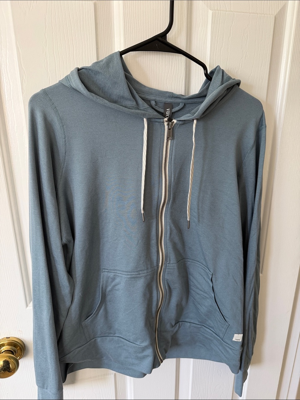 Vuori Dusty Blue Full-Zip Hoodie with Drawcord